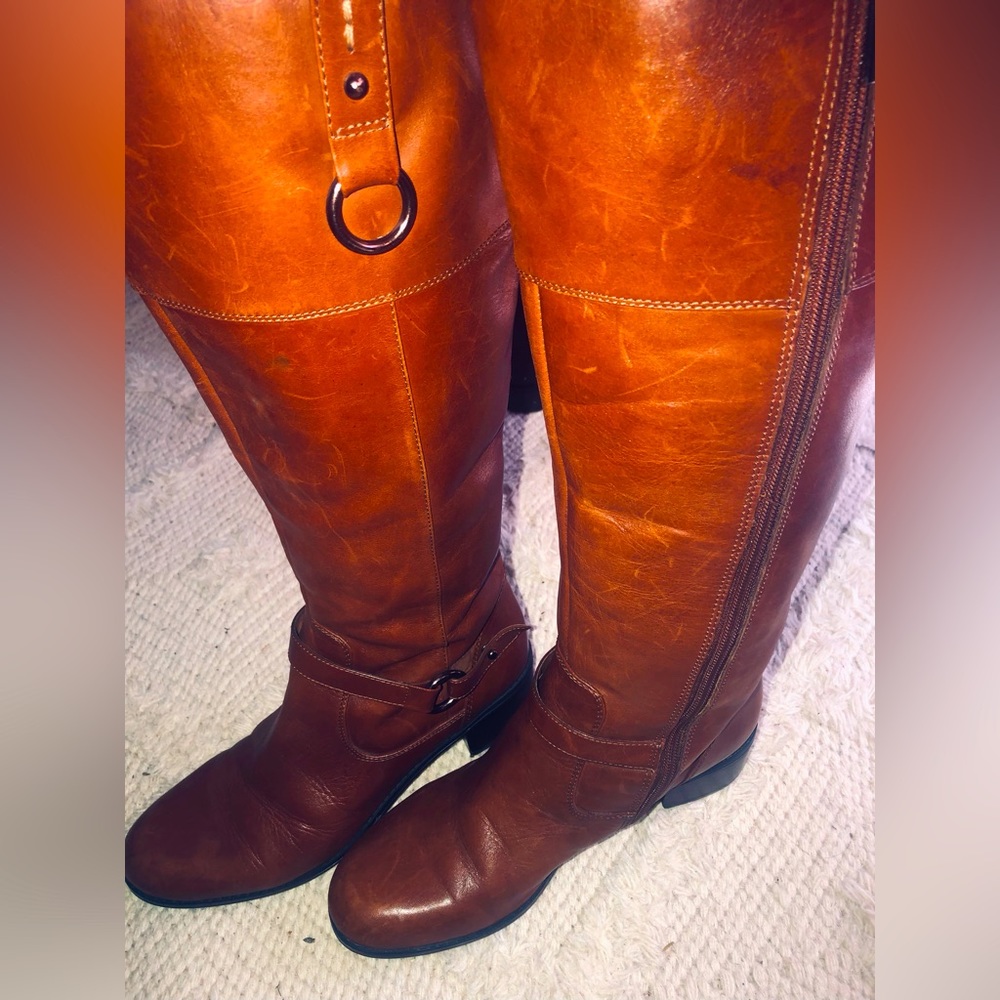 Brand new quality, leather, high length boots. Vintage style, size 8